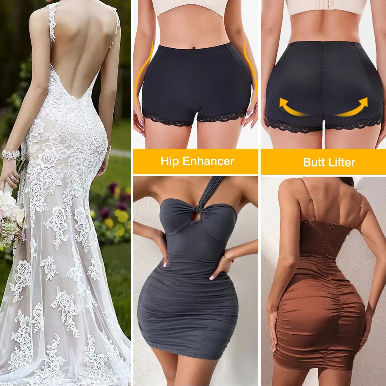 LILVIGOR Padded Underwear for Women Butt Lifter Seamless Booty Pads Butt Enhancer Panties Lace Shapewear Boyshorts